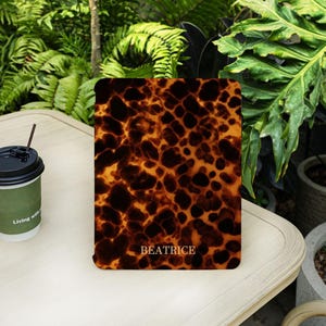 Tortoise Shell Custom Monogram Initials iPad Case for iPad Air 5/6/7th M3 13"11" iPad Pro M5 iPad 9/10/11 Gen A16 Mini 6/7 Personalized Name
