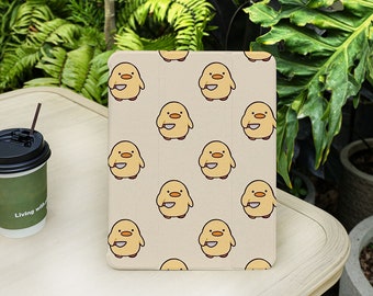 Funny Duck Pattern Cute iPad Case with Pencil Holder Cover for iPad Air 5/6/7th 13/11 Inch 2025 M3 iPad Pro iPad 8/9/10/11 Gen A16 Mini 6/7