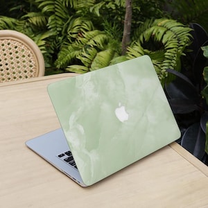 Green White Marble Print Hard MacBook Case 2025 New Mac Laptop Cover ...