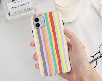 Colorful Striped Phone Case Cover for iPhone 17 16 15 14 13 12 11 Pro Max, 2026 iPhone 17e/16e, iPhone 13 12 Mini, iPhone Air/Plus/SE/XS/XR