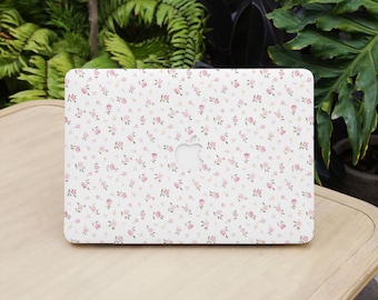 Bright Pink Floral MacBook Case for New MacBook Air 15 A2941, M1 M2 Air 13 A2681, A2337, A2338, Pro 13 14 15 16, 2023 2022 2021 Laptop Case