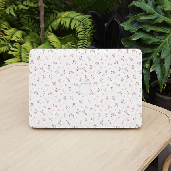 Bright Pink Floral MacBook Case for New MacBook Air 15 A2941, M1 M2 Air 13 A2681, A2337, A2338, Pro 13 14 15 16, 2023 2022 2021 Laptop Case