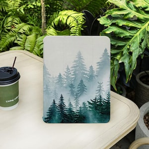 Misty Forest Painting iPad Case with Pencil Holder Cover for iPad Air 4/5/6/7th 10.9" 11" 13" iPad Pro 12.9" iPad 8/9/10/11 Gen A16 Mini 6/7
