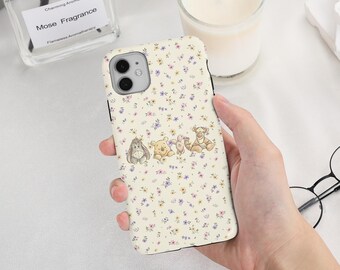 Winnie the Pooh Floral Slim/Tough Phone Case for iPhone 17 16 15 14 Pro Max, 2026 iPhone 17e/16e, iPhone 13 12 Mini, iPhone Plus/SE/X/XS/XR