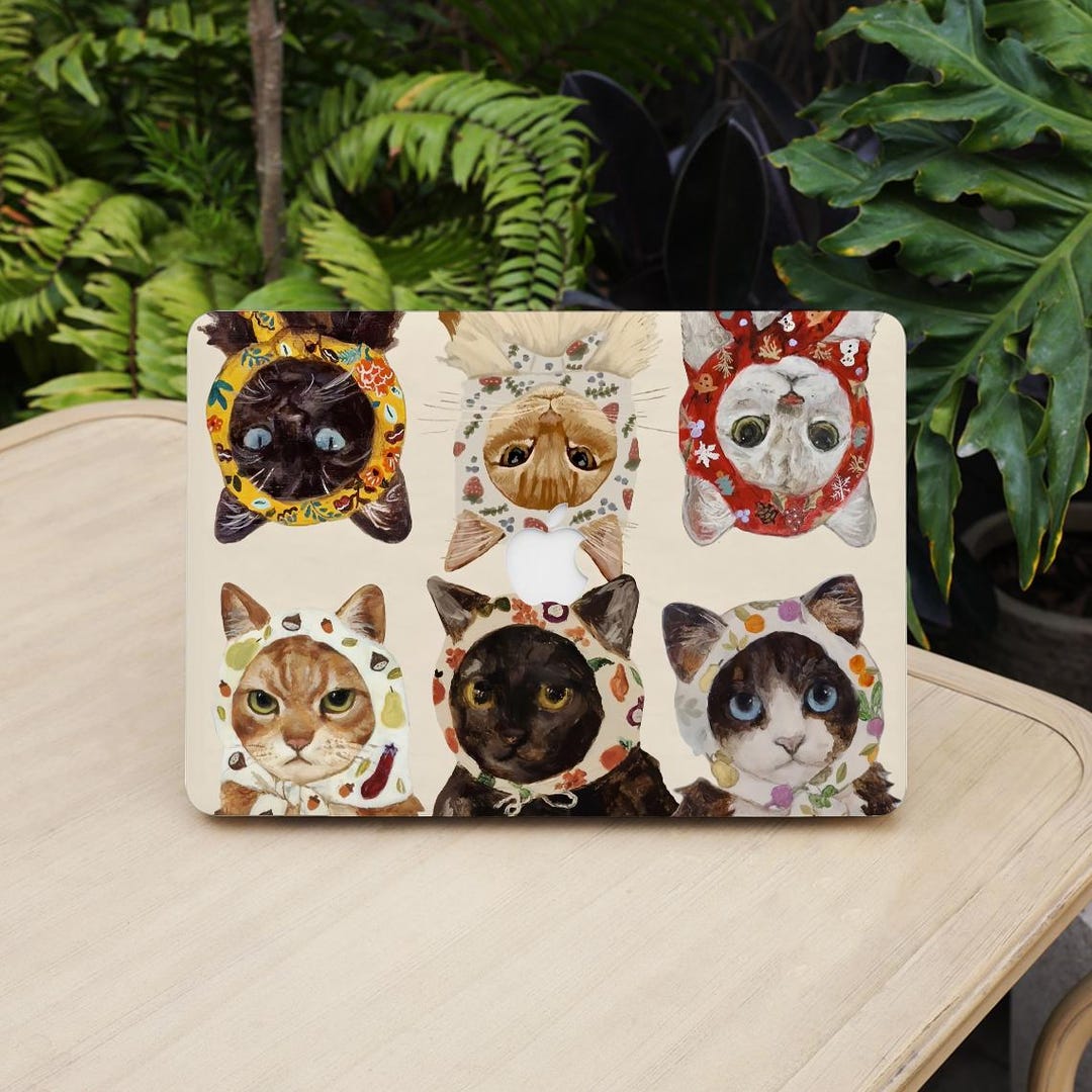 かわいい猫柄のMacBookハード保護ケース ノートパソコンカバー 2025 M4