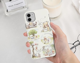 Winnie the Pooh Phone Case for iPhone 17 16 15 14 Pro Max, Cottagecore Style Cover, iPhone 17e/16e, iPhone 13 12 Mini, iPhone Plus/SE/XS/XR