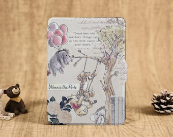 Cute Winnie Pooh Kindle/Kobo Case with Strap for Colorsoft, Kobo Libra Color, Kobo Clara BW, Clear Back Cover for Paperwhite 12th/11th Gen