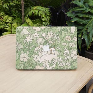 Cute Rabbit Green Macbook Case Cartoon Protective Laptop Cover for Mac 2025 M4 Air 15/13/11, Macbook Pro 13/14/15/16 Inch M1 M2 2022 M3 2024