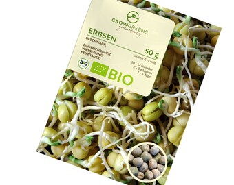 Bio Erbsen Sprossen Samen 50g - Microgreens Saatgut ideal für die Anzucht von knackigen Keimsprossen auf der Fensterbank