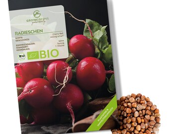 BIO Radieschen Samen (Cherry Bell, 50 Korn) - Radieschen Saatgut aus biologischem Anbau ideal für die Anzucht im Garten, Balkon oder Terrass