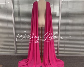 Custom Color Shoulder Veil, Chiffon Shoulder Veil, Fairy Cape Veil For Bride, Shoulder Wing Veil, Rose Red Shoulder Veil, Floor Length Cape