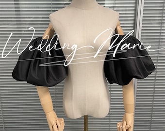 Black Satin Sleeves, Off-the-shoulder Sleeves, Short Puffy Sleeves, Wedding Dress Sleeves, Bridal Sleeves, Bridal Separates