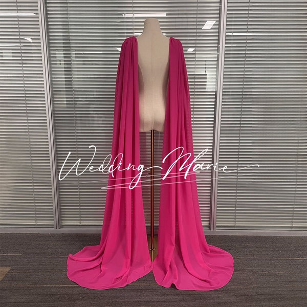 Custom Color Shoulder Veil, Chiffon Shoulder Veil, Fairy Cape Veil For Bride, Shoulder Wing Veil, Rose Red Shoulder Veil, Dress Accessories