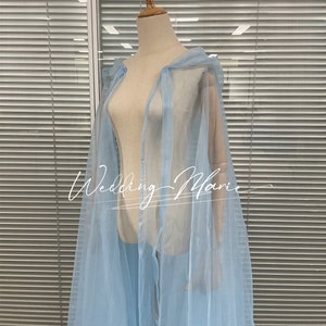 Light Blue Cape, Organza Cape, Hooded Cape, Fairy Bridal Cape, Prom Cape, Wedding Dress Cape, Bridal Cape