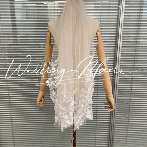 Light Champagne Glitter Tulle Veil, Shiny Wedding Veil, Floral Sequined Bridal Veil, Comb Veil, One Layer Wedding Veil, Custom Veil