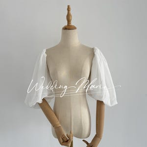 ウェディングドレス用の取り外し可能な袖、アイボリーのシフォンスリーブ、花嫁用のフェアリースリーブ、取り外し可能なショートスリーブ