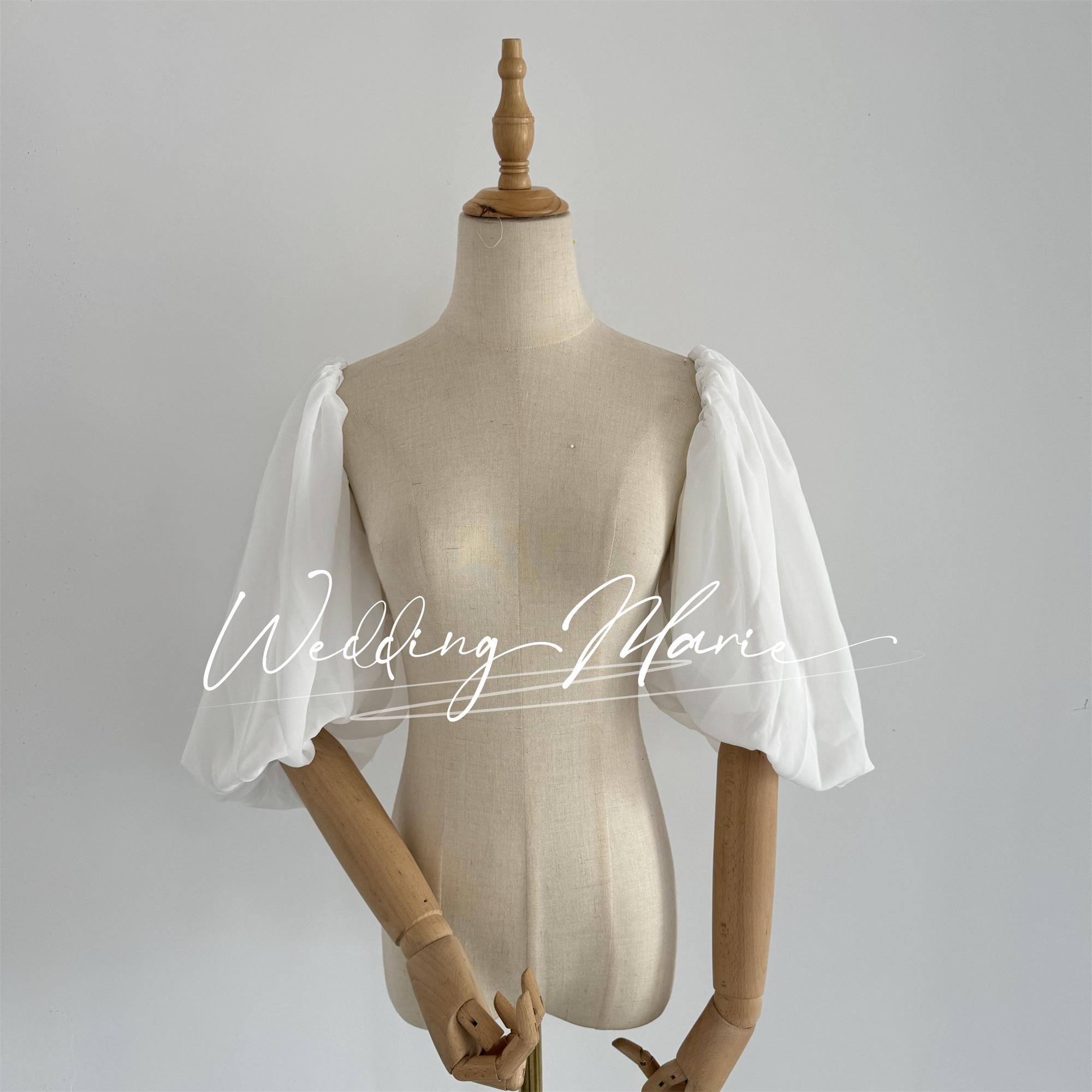 Detachable Sleeves For Wedding Dress, Ivory Chiffon Sleeves, Fairy Sleeves For Bride, Short Removable Sleeves