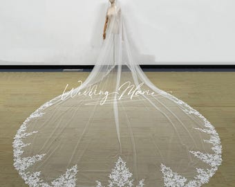 Handmade Lace Mantilla Wedding Veil, Vintage Style, Custom Length