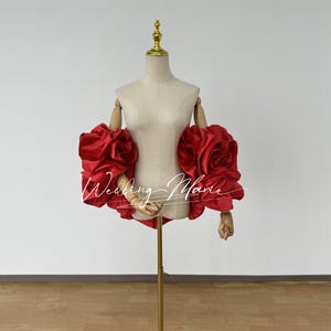 Elegant Red Satin Flower Shawl - Elegant & Stylish Wrap for Every Occasion