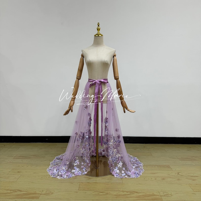 Purple wedding - purple detachable wedding train