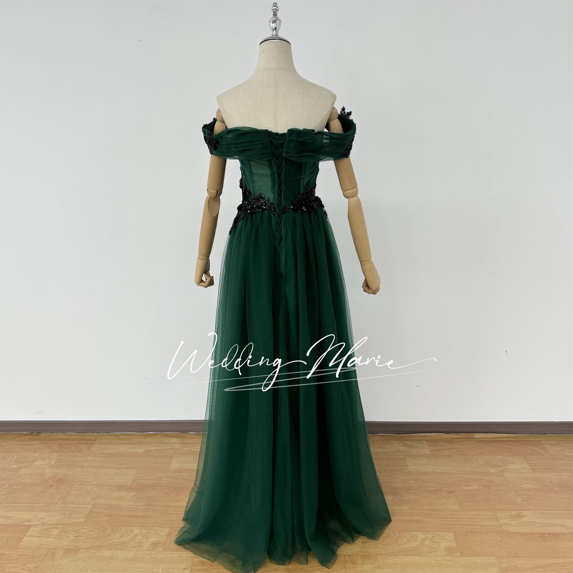 emerald green tulle prom dress Ellie Wilde EW36225 Long Lace Ball Gown Formal Ruffled Beaded Prom Dress