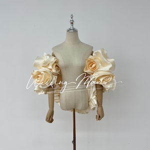 Champagne Satin Flower Shawl - Elegant & Stylish Wrap for Every Occasion