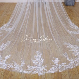 Handmade Sequined Flower Wedding Veil: Customizable Bridal Veil