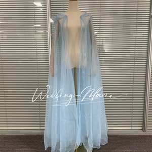 Capa con capucha de organza azul claro: Capa de vestido de novia de hadas imagen 6