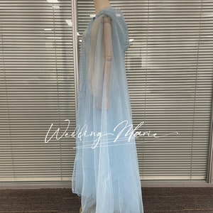 Capa con capucha de organza azul claro: Capa de vestido de novia de hadas imagen 5