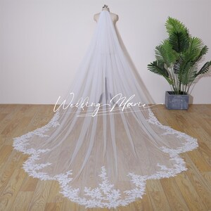 Beaded Floral Wedding Veil: Handmade Scalloped Bridal Veil