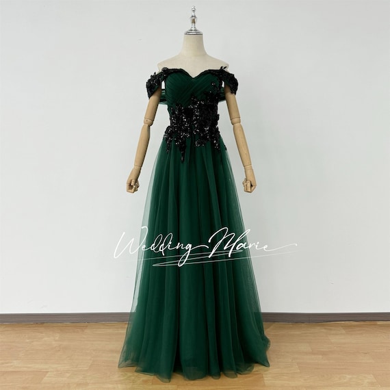 black and emerald green dress prom Long Party Dress Formal Dress fg3465 Key Features * Off green and black formal dresses