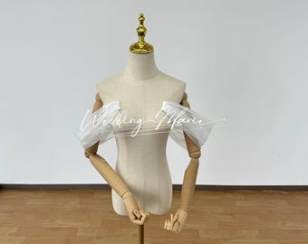 Detachable Tulle Wedding Dress Straps: Champagne Bridal Shoulder Accessory