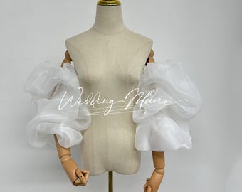Detachable Organza Wedding Sleeves: Off-the-Shoulder Puffy Sleeves