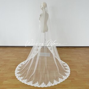 Handmade Lace Mantilla Wedding Veil: Customizable Chapel Length