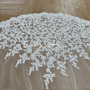 Handmade Floral Lace Bridal Mantilla Veil with Sequins