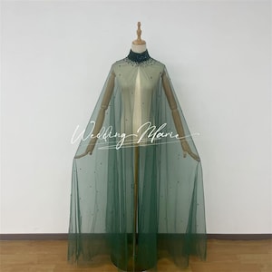 Emerald Green Cape, Sequined Cape, Floor Length Cape, Prom Dress Cape, Pageant Cape For Women, Customized Cape