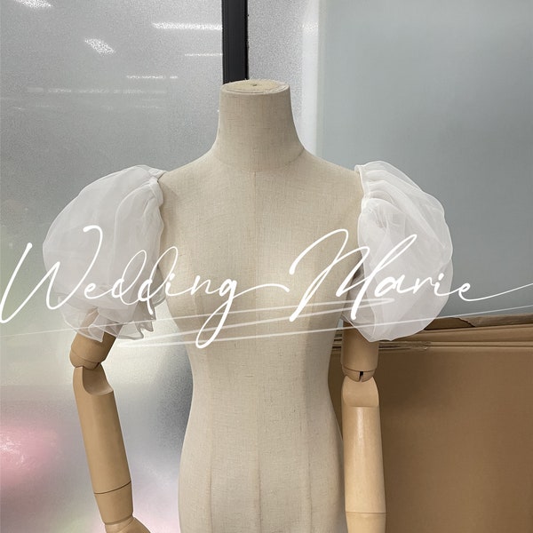 Wedding Dress Sleeves, Detachable Short Sleeves, Bridal Sleeves, Organza Sleeves, Custom Color/Length Sleeves