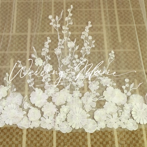 Floral Wedding Veil, 3D Flower Veil, Cathedral Veil, One Tier Comb Veil, Comb Veil, Elegant Bridal Accessories, Custom Veil