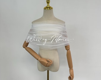 Ivory Tulle Bridal Shawl: Off-the-Shoulder Wedding Gown Cover