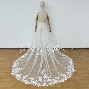 Floral Detachable Overlay Skirt, Wedding Dress Half Skirt, With Pins, Flower Lace Skirt, Perfect For Wedding