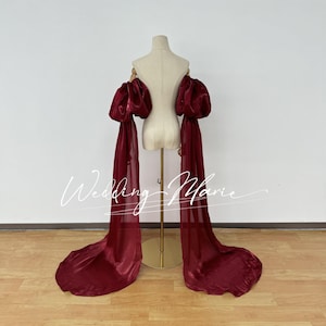 Mangas destacáveis Claret, mangas destacáveis ombro a ombro, drapeado de manga de fada, acessórios de ombro para noiva, acessórios para vestido de noiva