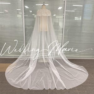 Floral Cape Veil With Beads Embellishments, Fairy Cape Veil, Bridal/Prom Dress Cape, Chapel Wedding Cloak, Custom Cape Veil