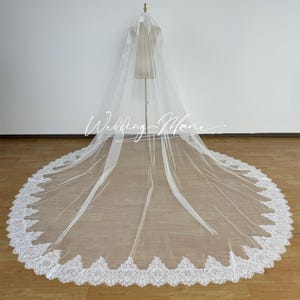 Bridal Hijab Headset, Mantilla Wedding Veil, Lace Around Veil, Cathedral Veil With Comb, Elegant Bridal Veil, Support Custom