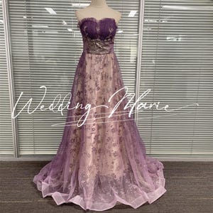 deep purple prom dress Lilac Tight With Rhinestone Beading And Scoop Neck evening party or any other occasions Gothic Tulle Long Prom Dress