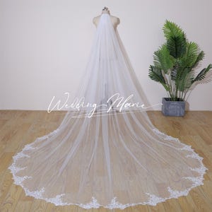 Simple Wedding Veil, Lace Trim Veil, Cathedral Veil For Bride, Single Layer Comb Veil, Engagement Veil For Bride, Custom Veil