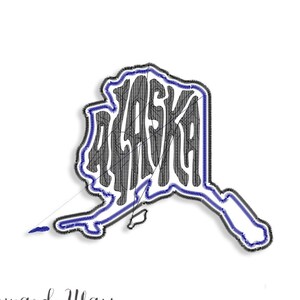 Alaska State, Embroidery, Alaska embroidery design, State Embroidery, Brother Embroidery, Embroidery, Embroidery font, Alaska applique, pse