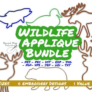 Six Woodland Animal Wildlife Embroidery Bundle
