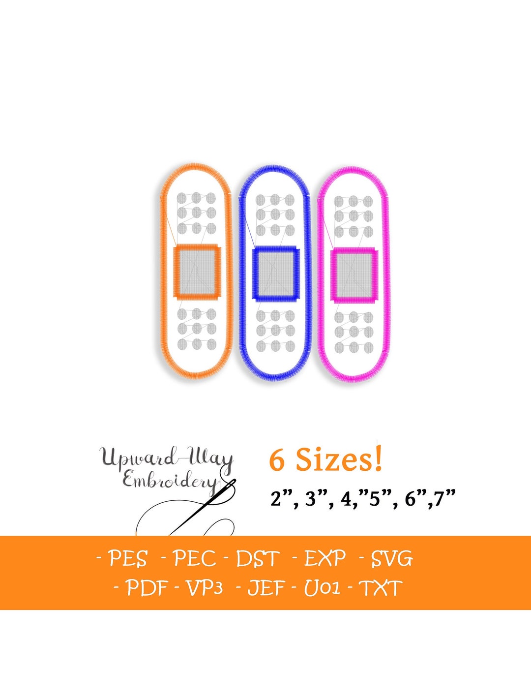 3 Color Bandage Kids Pretend Play Embroidery File Digital Download File