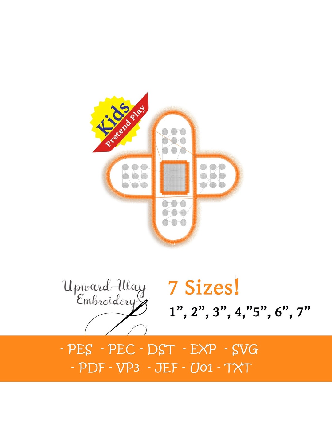 Cross Bandage Kids Pretend Play Embroidery File Digital Download