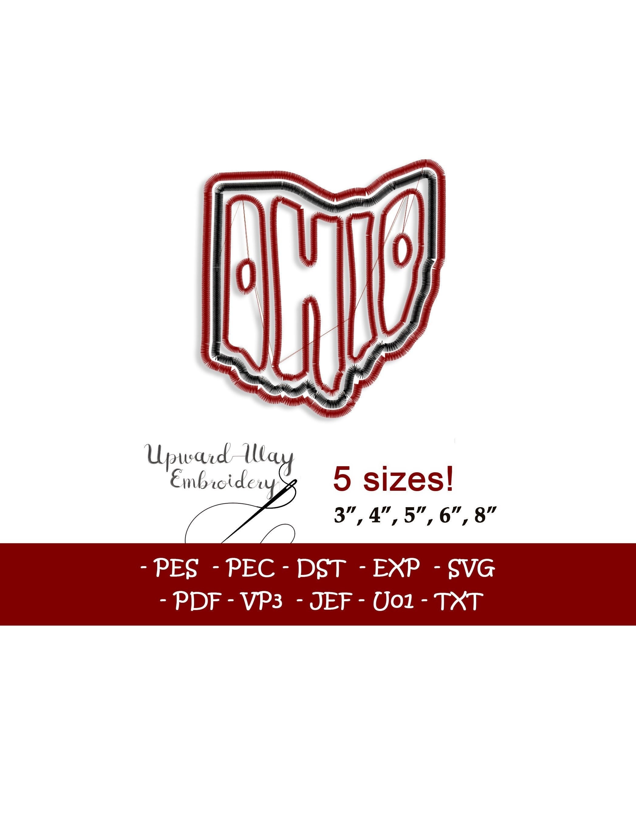 Ohio Embroidery, Ohio Embroidery Design, State Embroidery, Brother